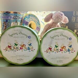 Williams Sonoma Spring Bunny Dessert Plates Set of 8 Easter Scalloped